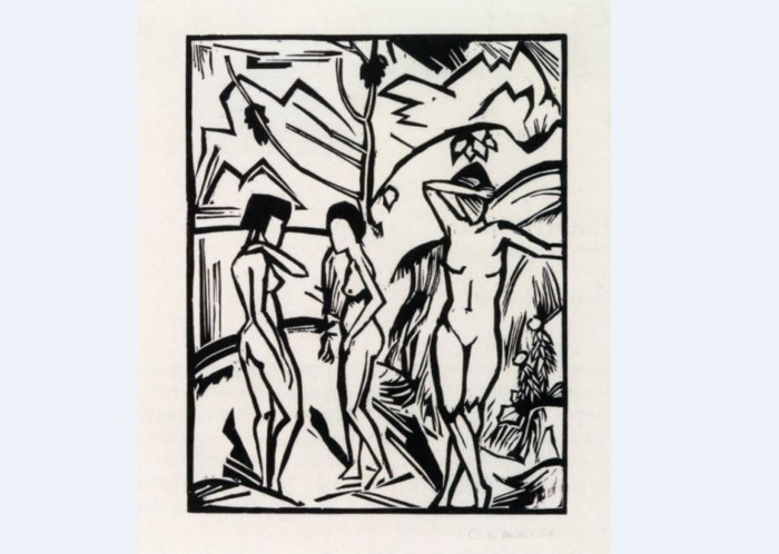 Erich Heckel, Drei Frauen am Wasser, Holzschnitt, 1923